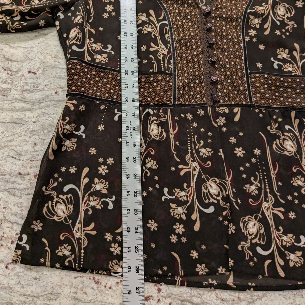 2 Pieces Emma James Blouse & Tank Set Brown Floral Size 16 Business or Dress EUC - Picture 4 of 12